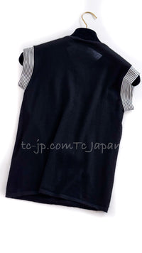 CHANEL 07S Black White Cashmere Silk Celebrity Bow Knit Tops 34 36 シャネル ブラック カシミア シルク セレブのリボン ニット トップス 即発