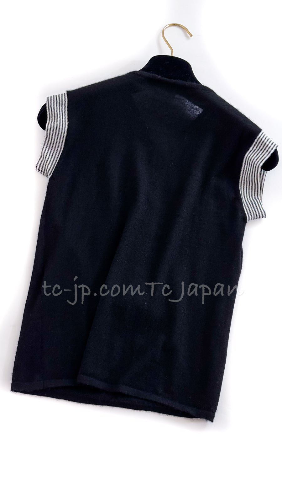 CHANEL 07S Black White Cashmere Silk Celebrity Bow Knit Tops 34 36 シャネル ブラック カシミア シルク セレブのリボン ニット トップス 即発