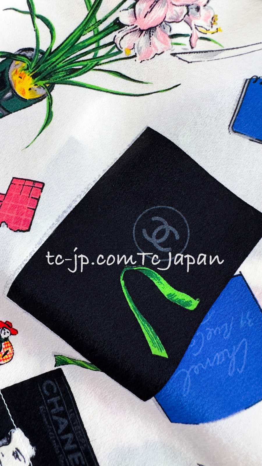 CHANEL 87S Silk Sleeveless Atelier CC Logo Tops 38 40 シャネル ヴィンテージ・シルク・ノースリーブ・アトリエ柄・トップス 即発