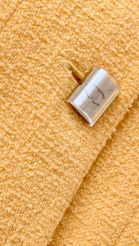 CHANEL 99C Soft Yellow CC Buttons Wool Tweed Jacket 38 40 シャネル ソフトイエロー・CCボタン・ウール・ジャケット 即発