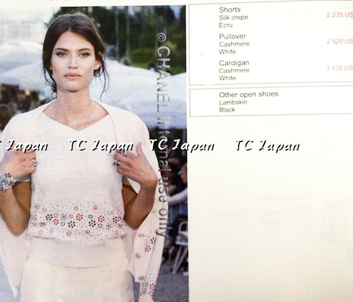 CHANEL 12C Ivory Cashmere 100% Swarovski Sweater Cardigan 34 36 38 シャネル アイボリー スワロフスキー カシミア セーター カーディガン 即発