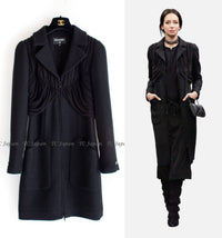 CHANEL 16B Black Zipper Wool Dress Coat 38 シャネル ブラック ジッパー ウール ドレープ ワンピース コート 即発