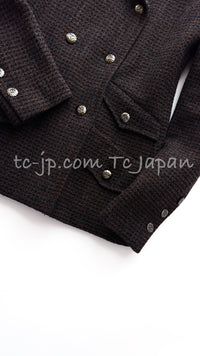 CHANEL 97A Vintage Dark Brown Wool Double Jacket Skirt Suit 36 38 シャネル ヴィンテージ ダークブラウン ウール ダブル ジャケット スカート スーツ 即発