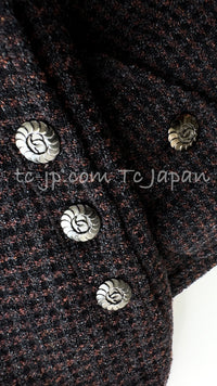 CHANEL 97A Vintage Dark Brown Wool Double Jacket Skirt Suit 36 38 シャネル ヴィンテージ ダークブラウン ウール ダブル ジャケット スカート スーツ 即発