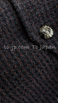 CHANEL 97A Vintage Dark Brown Wool Double Jacket Skirt Suit 36 38 シャネル ヴィンテージ ダークブラウン ウール ダブル ジャケット スカート スーツ 即発