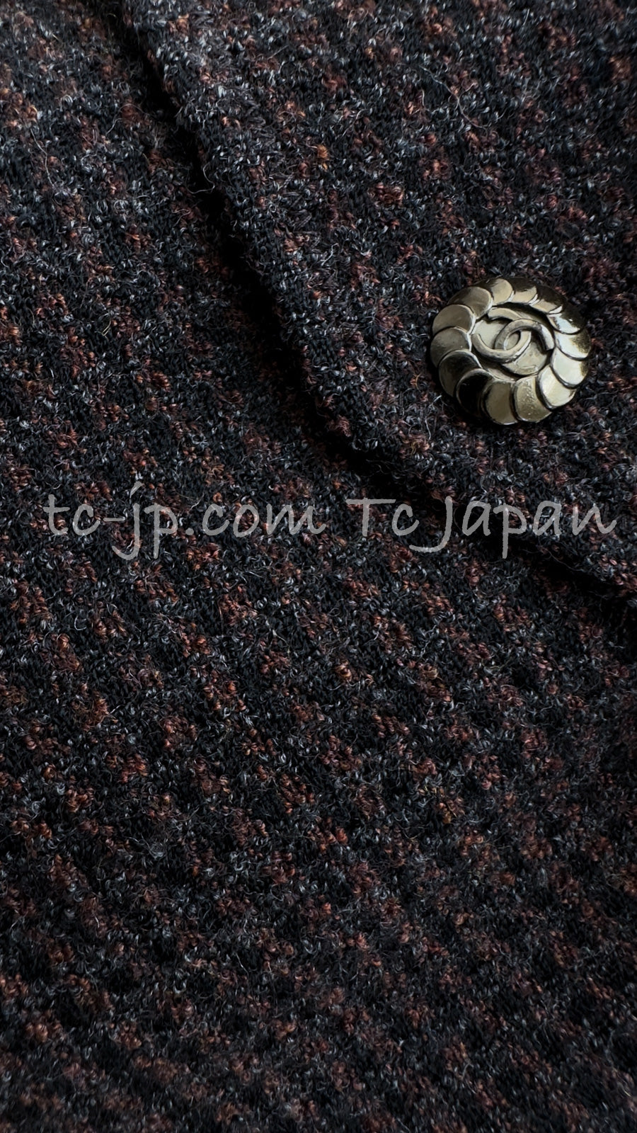 CHANEL 97A Vintage Dark Brown Wool Double Jacket Skirt Suit 36 38 シャネル ヴィンテージ ダークブラウン ウール ダブル ジャケット スカート スーツ 即発
