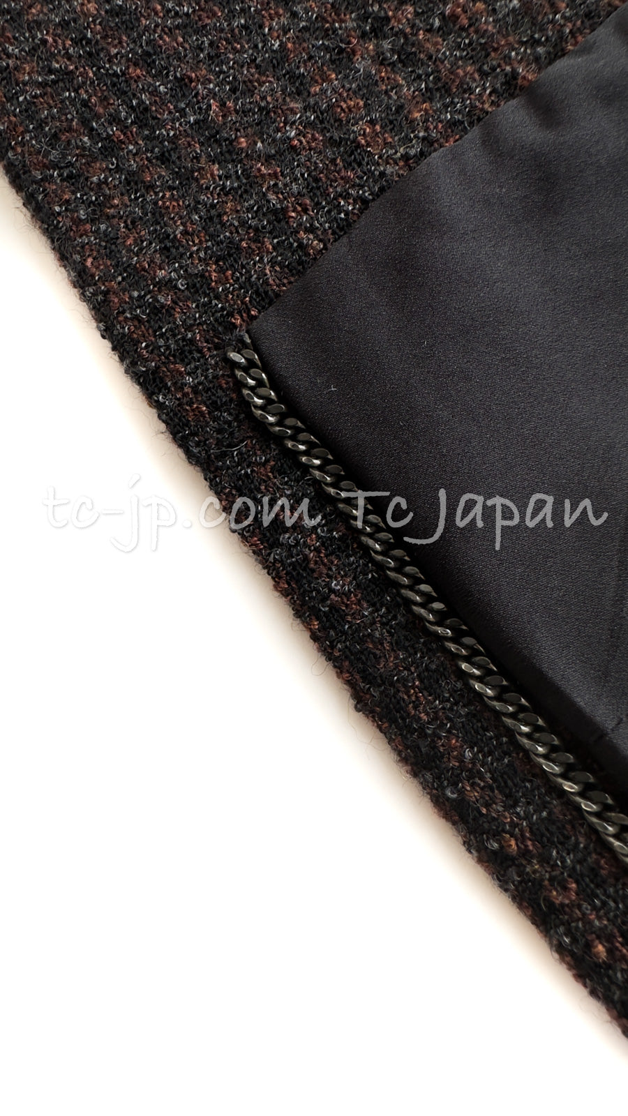 CHANEL 97A Vintage Dark Brown Wool Double Jacket Skirt Suit 36 38 シャネル ヴィンテージ ダークブラウン ウール ダブル ジャケット スカート スーツ 即発