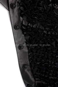 CHANEL 08S black Leather Jacket 34 36 シャネル ブラック レザージャケット 即発