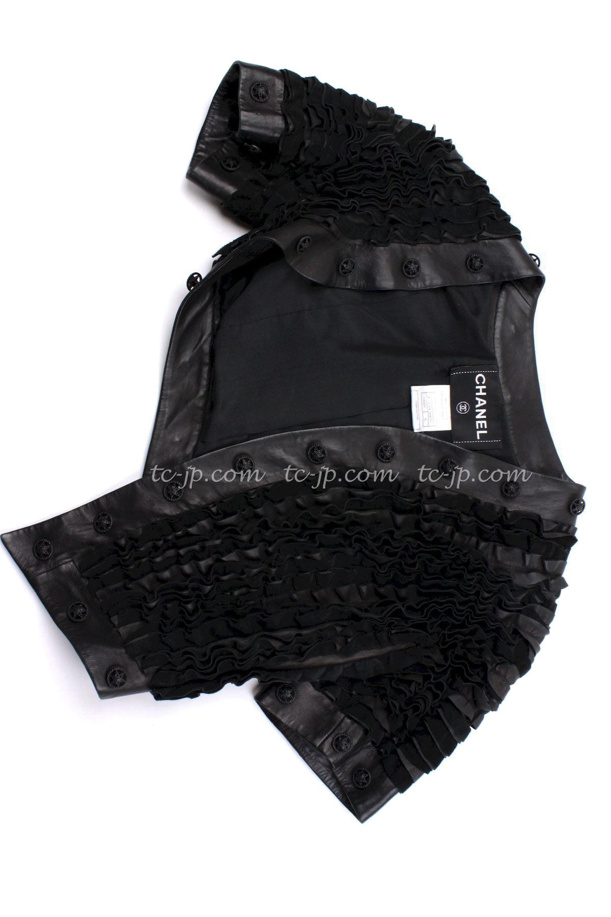 CHANEL 08S black Leather Jacket 34 36 シャネル ブラック レザージャケット 即発