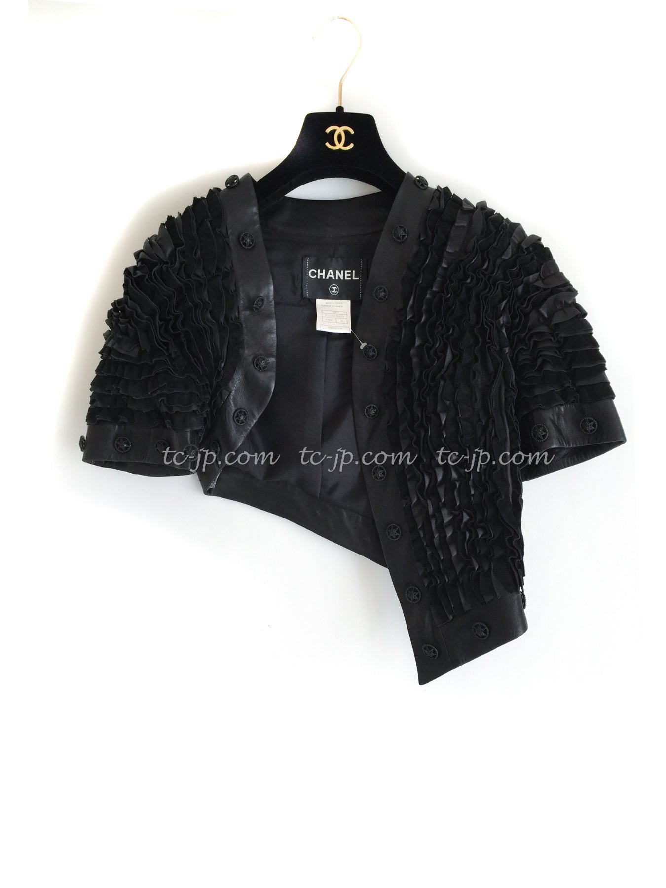 CHANEL 08S black Leather Jacket 34 36 シャネル ブラック レザージャケット 即発