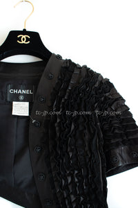 CHANEL 08S black Leather Jacket 34 36 シャネル ブラック レザージャケット 即発