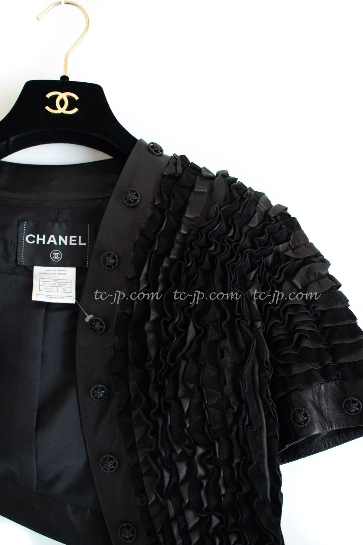 CHANEL 08S black Leather Jacket 34 36 シャネル ブラック レザージャケット 即発