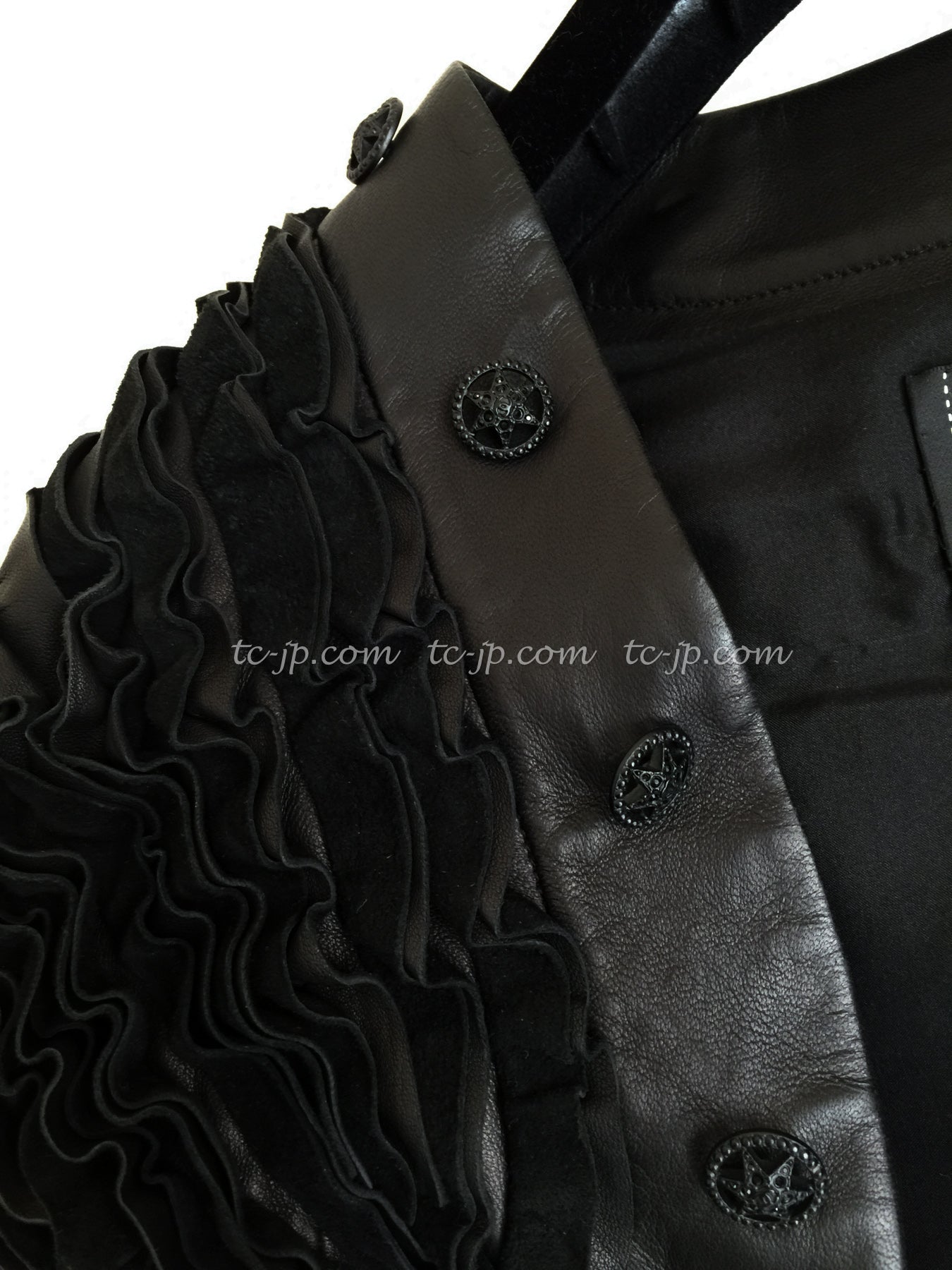 CHANEL 08S black Leather Jacket 34 36 シャネル ブラック レザージャケット 即発