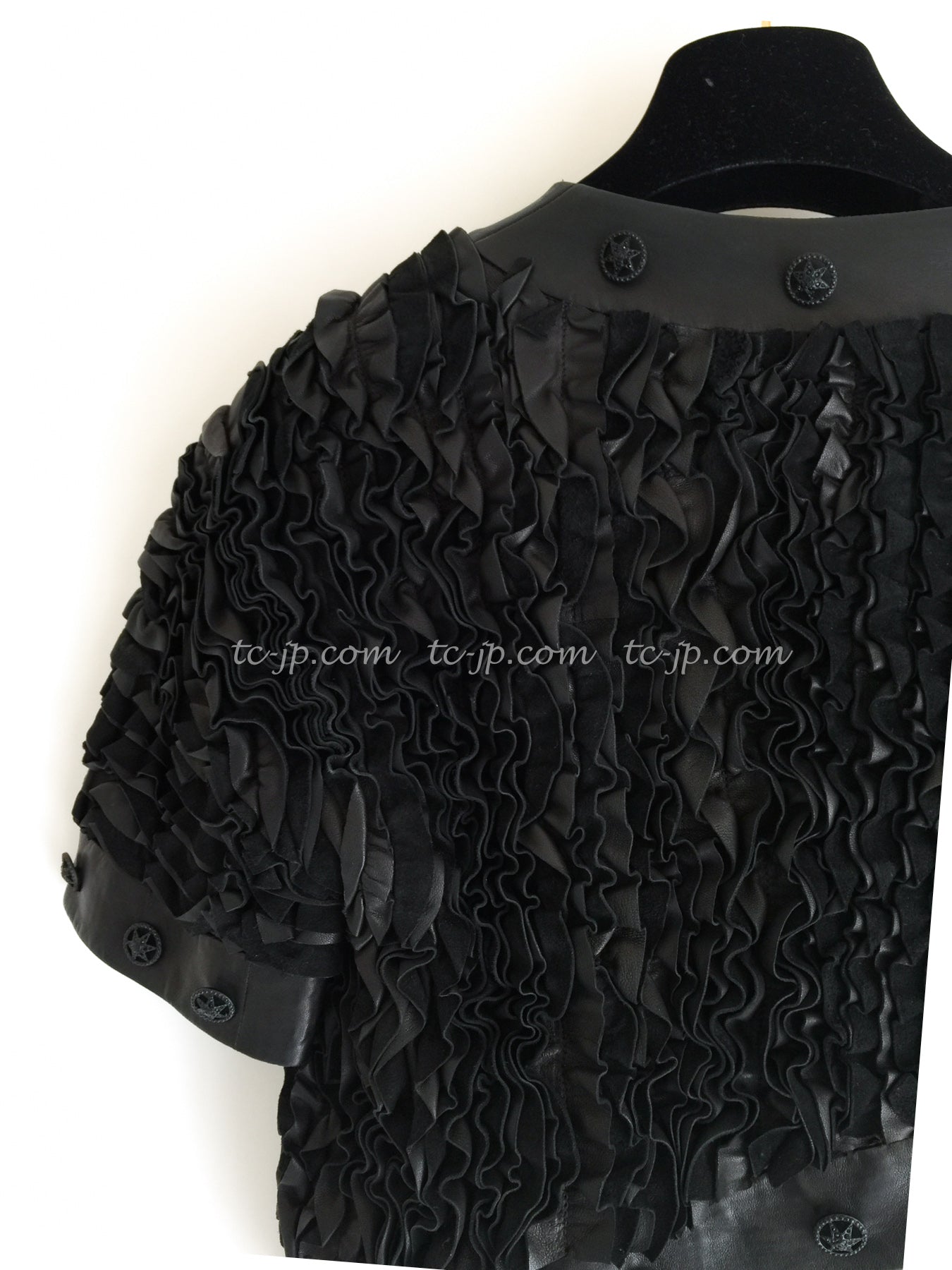 CHANEL 08S black Leather Jacket 34 36 シャネル ブラック レザージャケット 即発