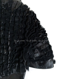 CHANEL 08S black Leather Jacket 34 36 シャネル ブラック レザージャケット 即発