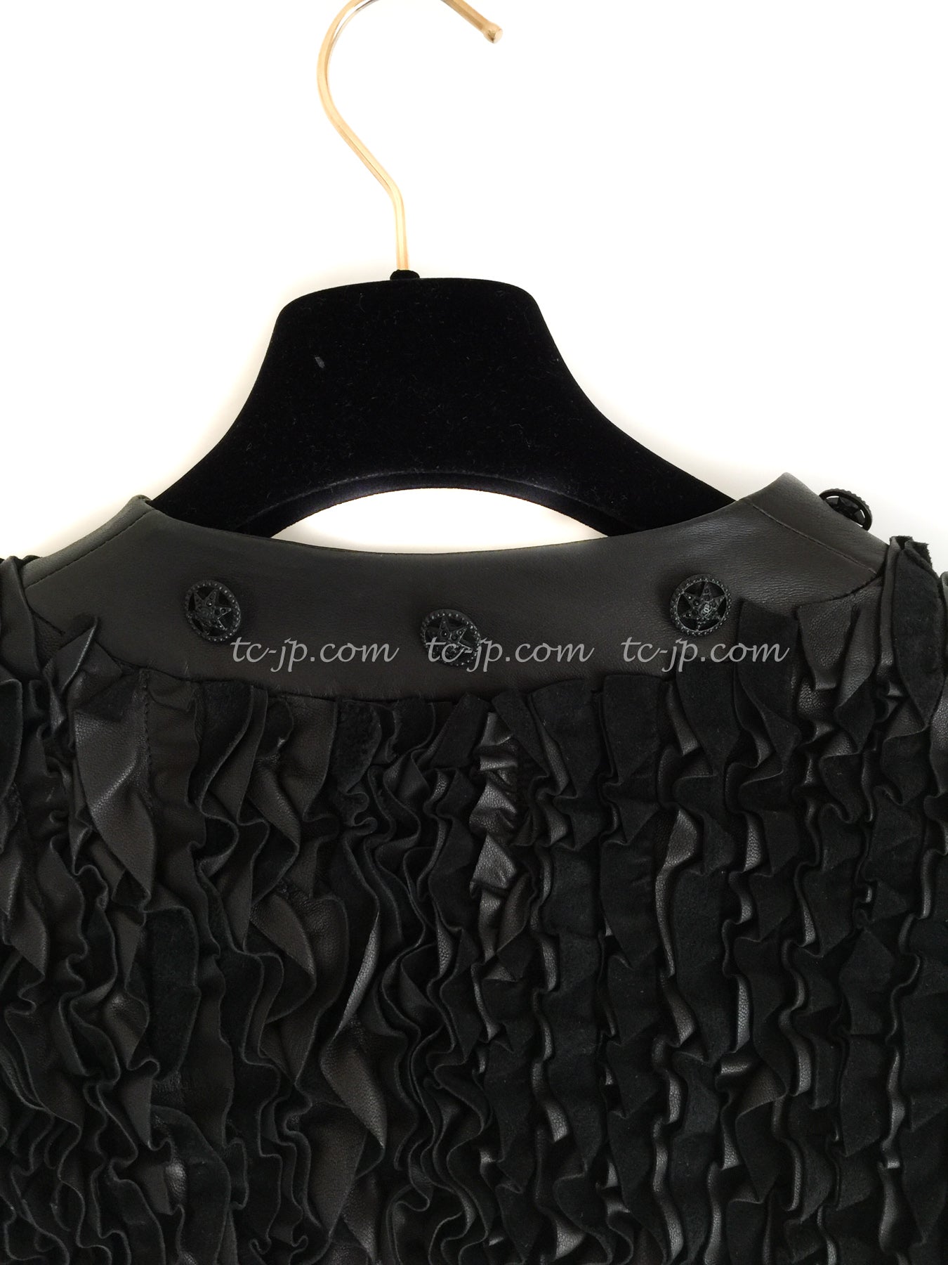 CHANEL 08S black Leather Jacket 34 36 シャネル ブラック レザージャケット 即発