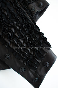 CHANEL 08S black Leather Jacket 34 36 シャネル ブラック レザージャケット 即発