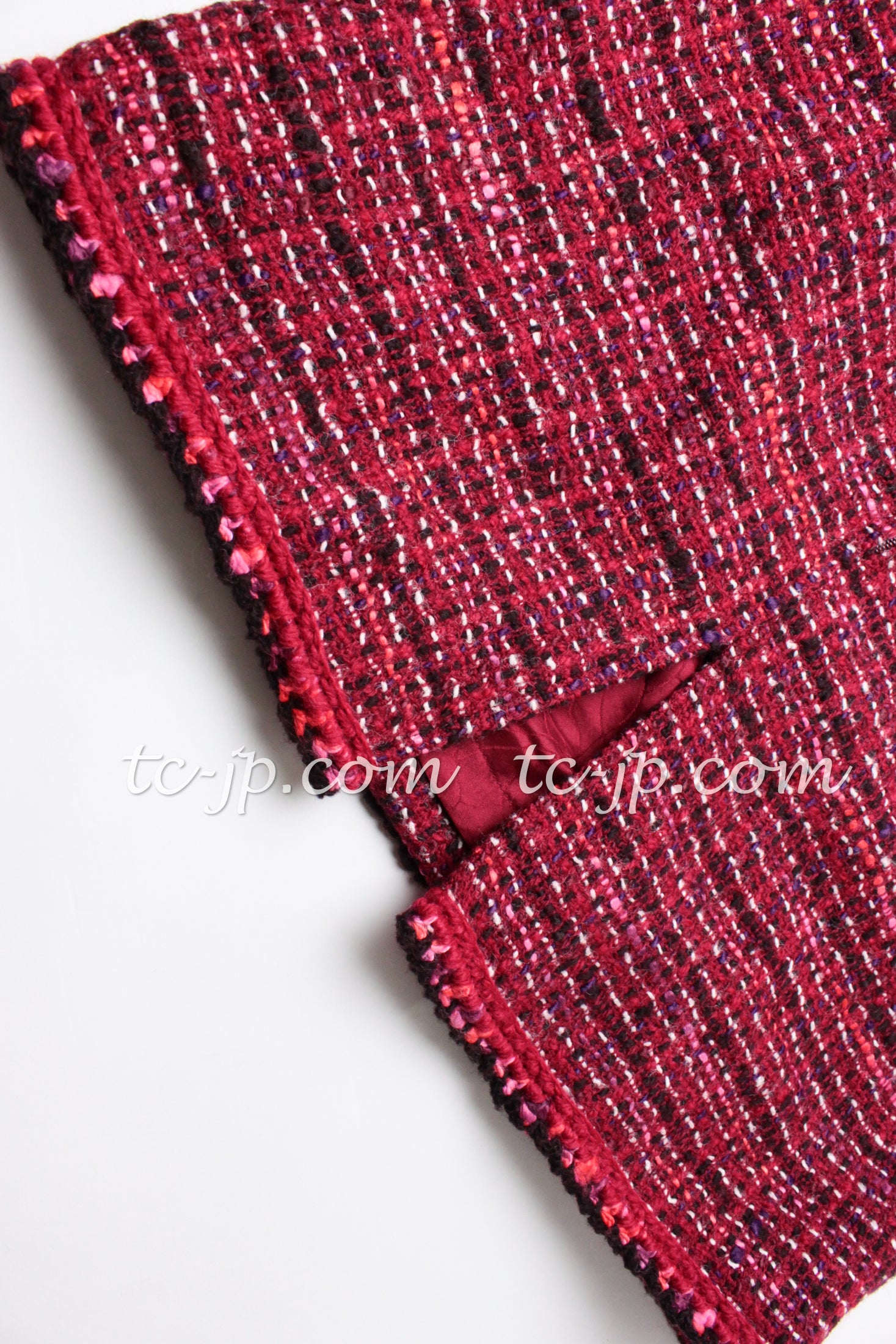 CHANEL 01A Red Pink Wool Tweed  Dress 38 40 シャネル レッド ピンク ウール ツイード ワンピース 即発