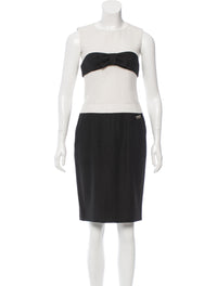 CHANEL 09S Black Ivory Two Tone Color Jacket Dress Carla Bruni 36 38 シャネル ブラック アイボリー  黒白 ツートンカラー ジャケット ワンピース 定番 即発