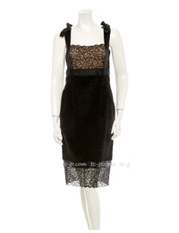 CHANEL 07A Black Lace Velvet Vintage Party Cocktail Dress 38 40 42 シャネル スーパーモデル レース・ブラック・ベルベット ドレス ヴィンテージ・ワンピース 即発