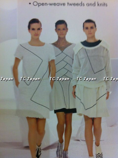 CHANEL 12S White Black Line Short Knit Dress 38 42 シャネル ホワイト・ライン・ワンピース - シャネル TC JAPAN