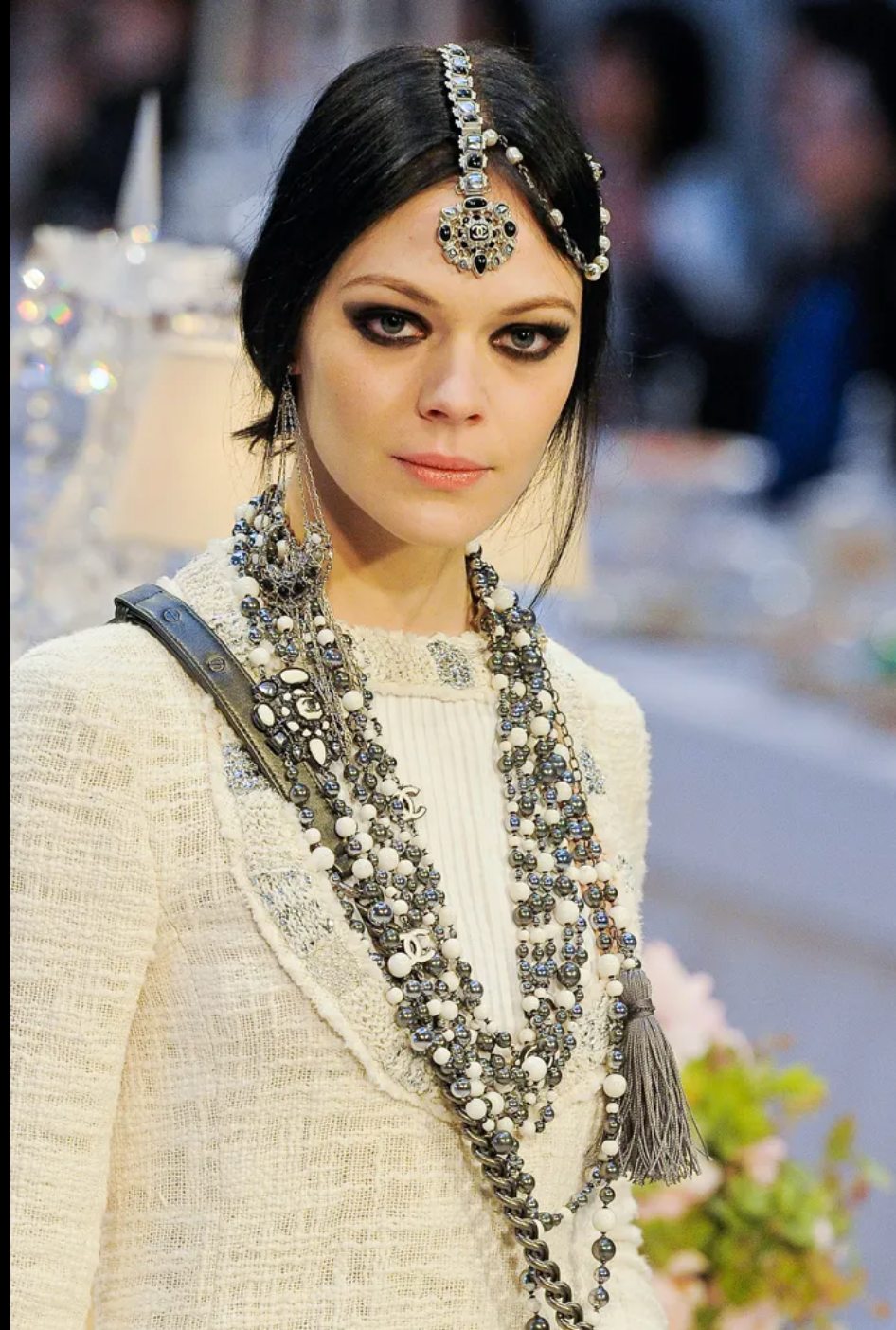 CHANEL 12PF Gripoix Button Ivory Tweed Jacket 36 38 シャネル グリポア宝石ボタン・アイボリー・ツイード・ジャケット 即発
