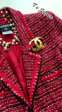 CHANEL 01A Red Wool Tweed Jacket 34 36 38 40 シャネル レッド ウール ツイード ジャケット 即発
