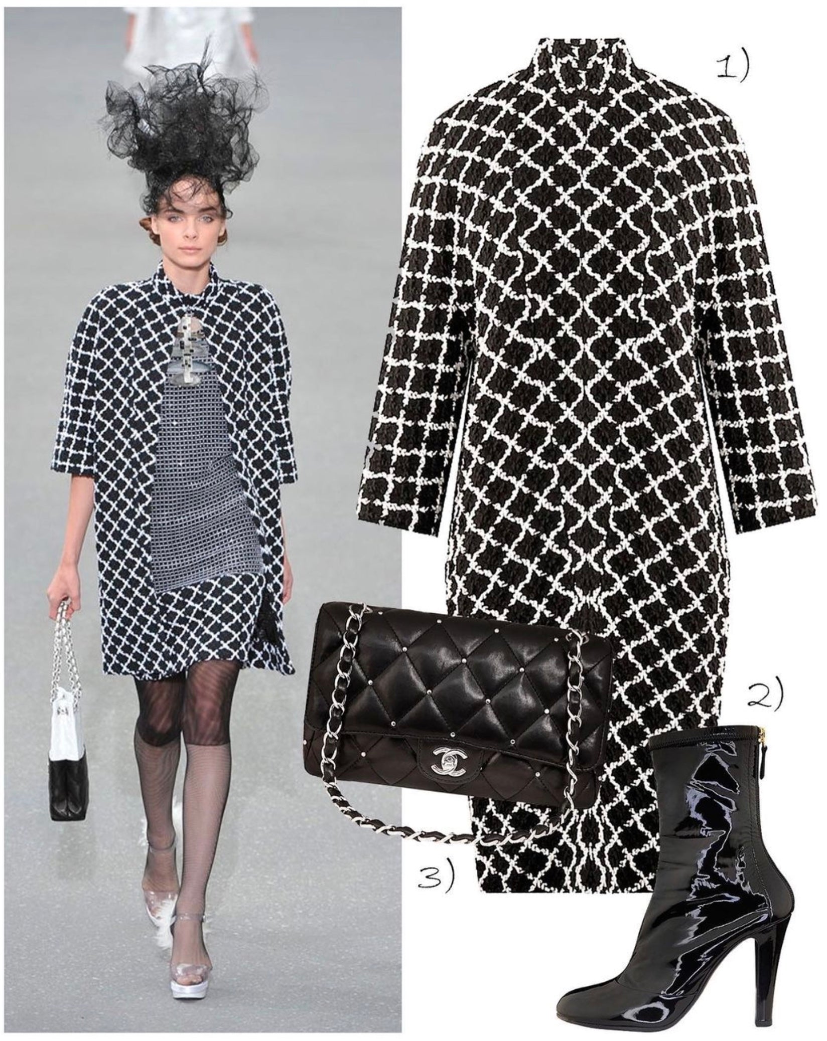 CHANEL 09S Black White Sequin Dress 36 シャネル ブラック ホワイト スパンコール ワンピース 即発