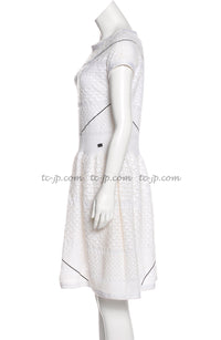 CHANEL 12S White Black Line Short Knit Dress 40 シャネル ホワイト・黒ライン・ニット ワンピース 即発