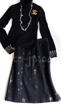 CHANEL 02A Black Lesage Sequin Jacket Skirt 34 36 40 シャネル ルサージュ・ブラック・スパンコール ジャケット・スカート 即発