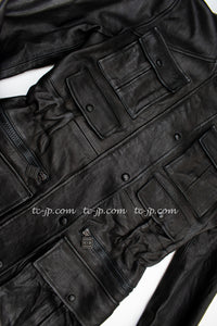 CHANEL 07A Black Lamb Skin Leather Blouson Half Coat Jacket 34 36 38 シャネル ブラック ラム スキン レザー ライダース ブルゾン ジャンバー ハーフ コート ジャケット 即発