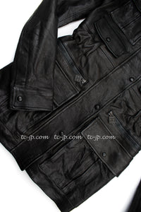 CHANEL 07A Black Lamb Skin Leather Blouson Half Coat Jacket 34 36 38 シャネル ブラック ラム スキン レザー ライダース ブルゾン ジャンバー ハーフ コート ジャケット 即発