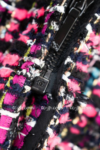 CHANEL 13A Lesage Pink Black Multi Jacket Coat 34 36 38 シャネル ピンク ブラック ツイード ジャケット コート 即発