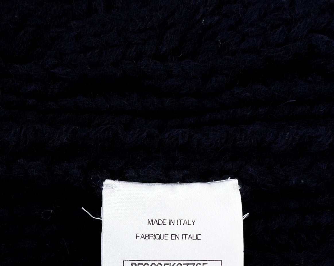 CHANEL 18PF Navy Wool Cashmere Dress Knit Sweater 38 40 42 シャネル ネイビー・ウール・カシミア・ケーブル・ニット・ワンピース・セーター 即発