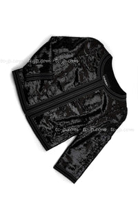 CHANEL 13C Black Sequins Cropped Party Zipper Jacket Keira Knightley 34 36 シャネル ブラック スパンコール クロップド丈 パーディー ジッパー ジャケット キーラ・ナイトレイ 着用 即発