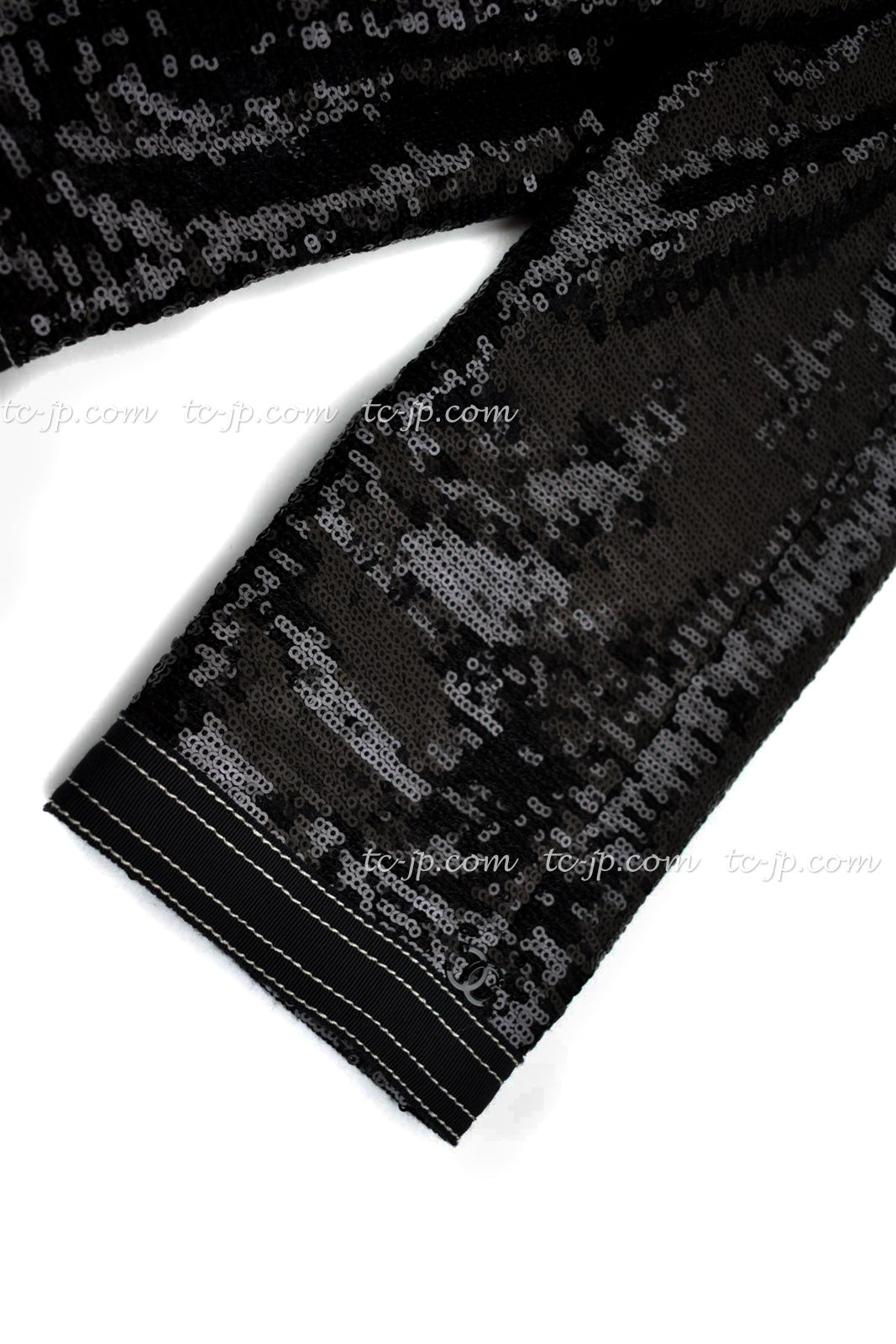 CHANEL 13C Black Sequins Cropped Party Zipper Jacket Keira Knightley 34 36 シャネル ブラック スパンコール クロップド丈 パーディー ジッパー ジャケット キーラ・ナイトレイ 着用 即発