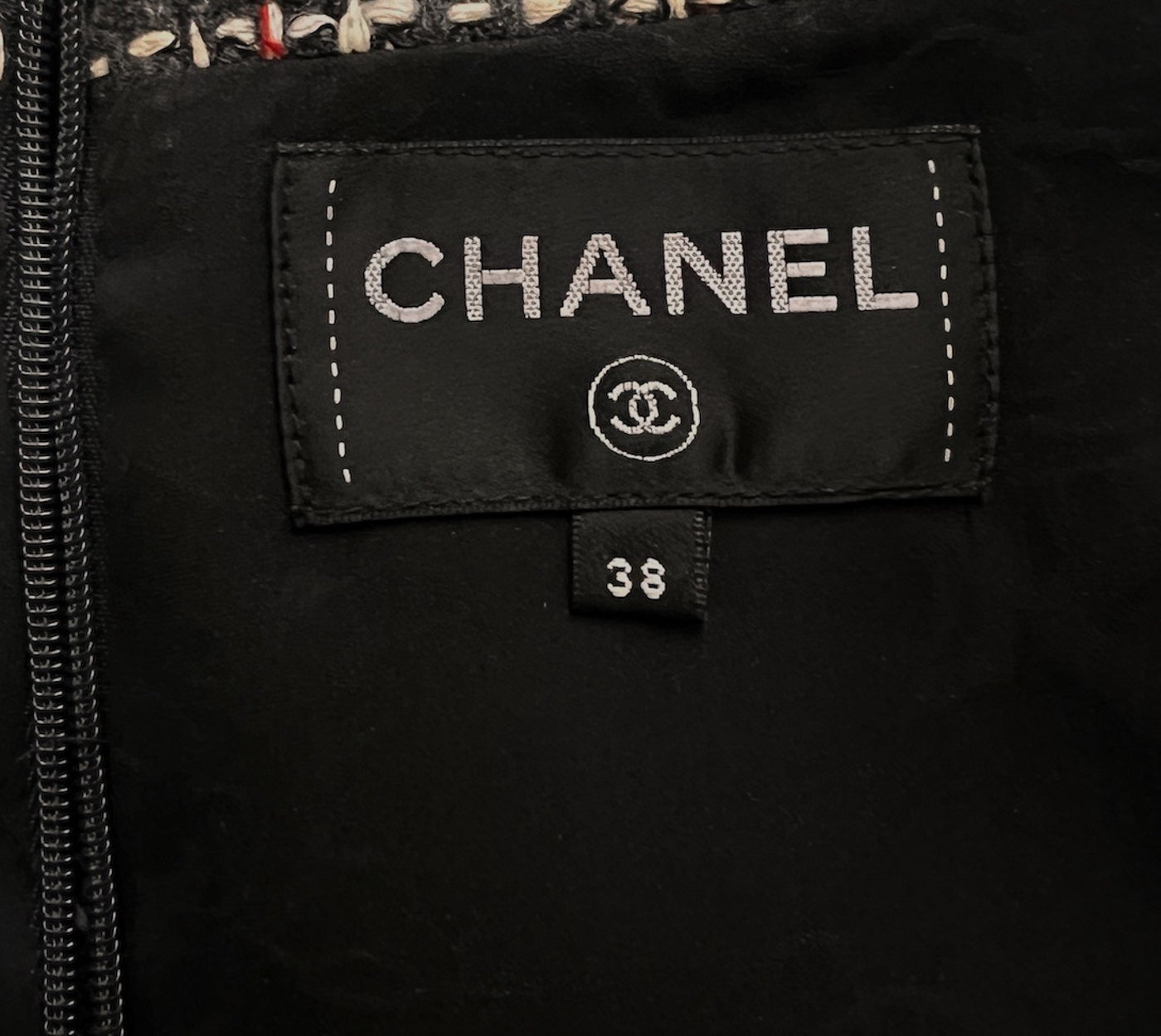 CHANEL 16B Charcoal Gray Tweed Dress 38 シャネル チャコールグレー ウール ツイード ワンピース 即発