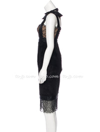 CHANEL 07A Black Lace Velvet Vintage Party Cocktail Dress 38 40 42 シャネル スーパーモデル レース・ブラック・ベルベット ドレス ヴィンテージ・ワンピース 即発