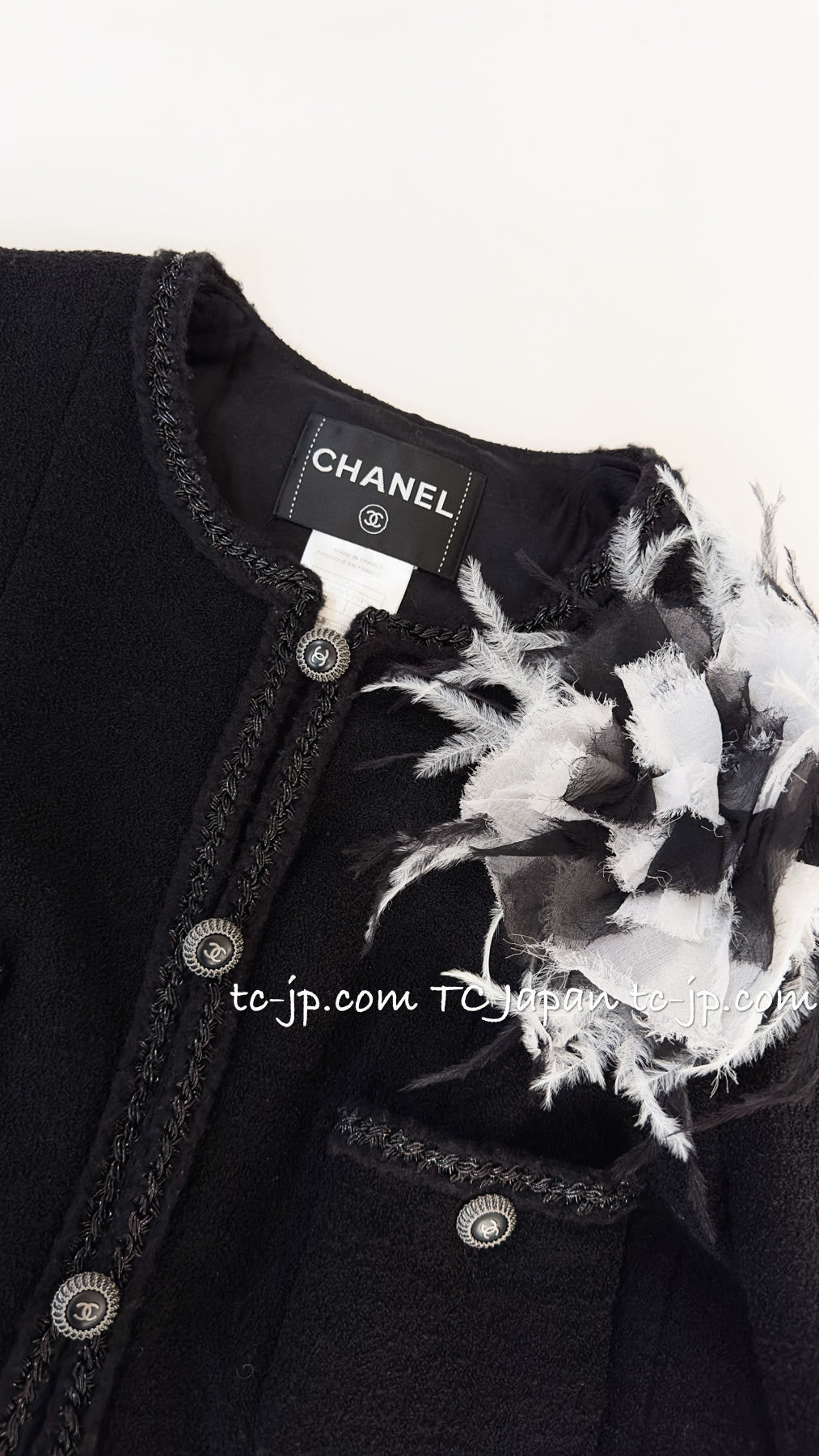 CHANEL 08A Little Black Jacket Tweed Wool 34 36 シャネル リトル ブラック ジャケット ツイード ウール 即発
