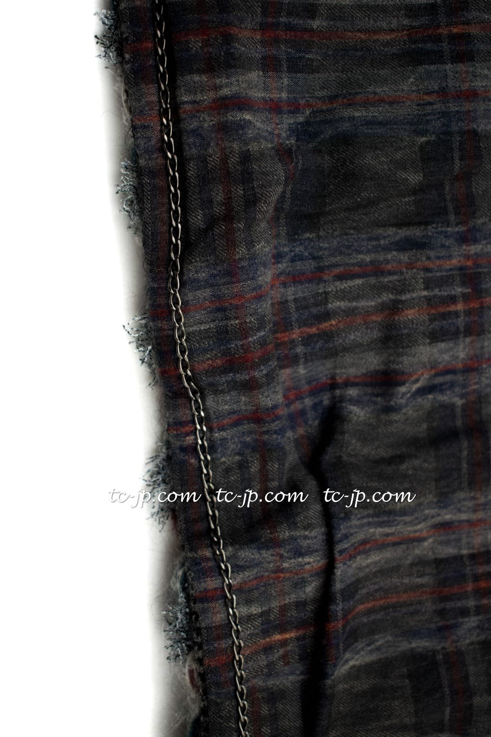 CHANEL 13PF Edinburgh Gray GreyTrim Wool Tweed Jacket 34 シャネル グレー トリミング ウール 100% ツイード ジャケット 即発