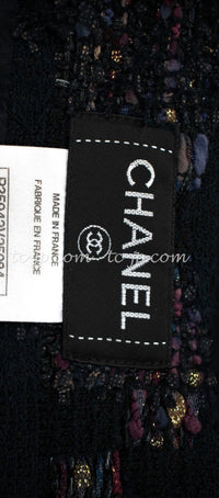 CHANEL 09PF Navy Velvet Satin Tweed Jacket Skirt 40 42 シャネル ベルベット・サテン・ジャケット・スカート 即発