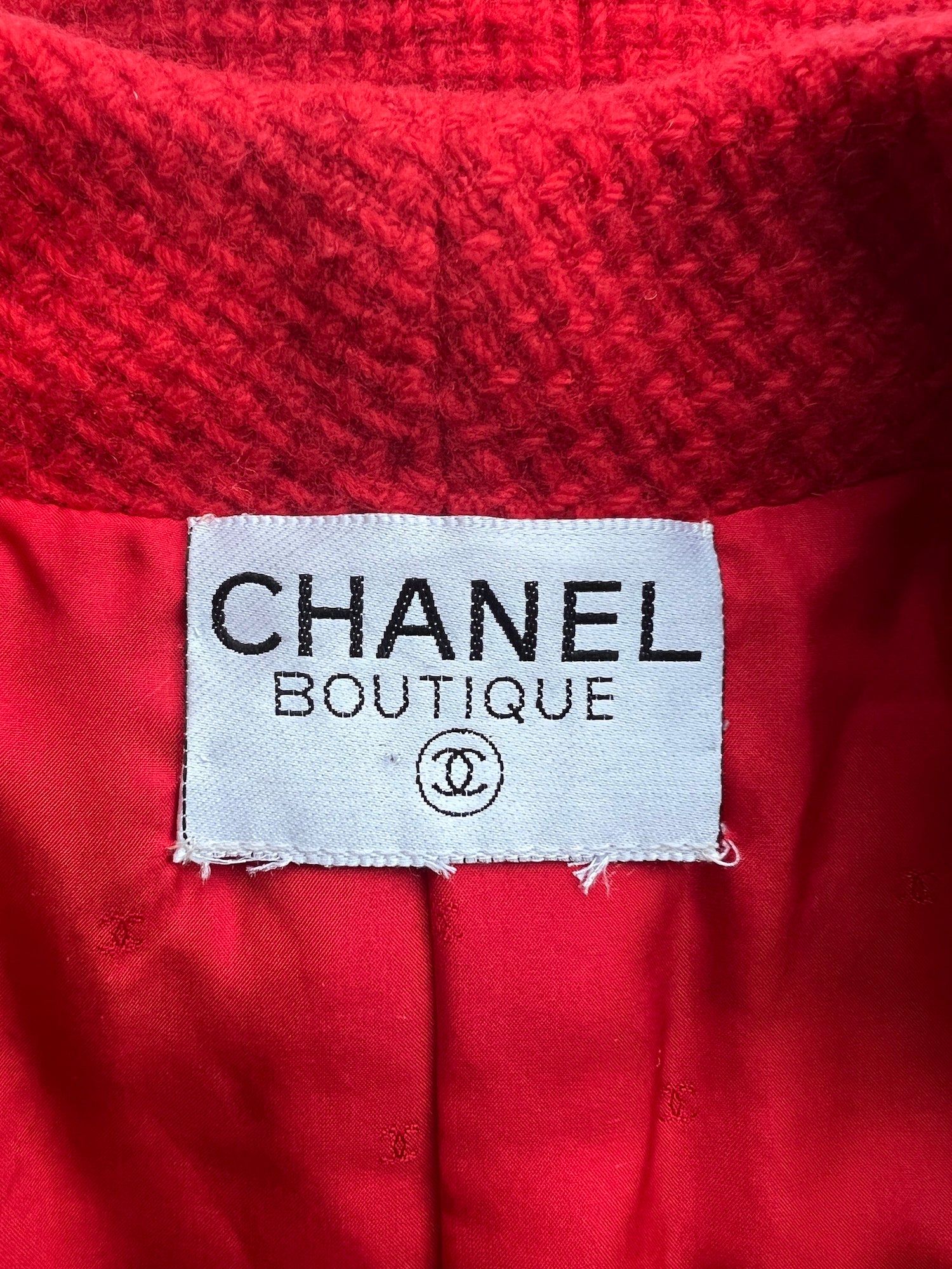CHANEL 91A Vintage Red Wool Gold CC Button Jacket 42 シャネル ヴィンテージ レッド ウール ゴールド CC ココ ボタン ジャケット 即発