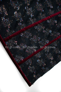 CHANEL 09PF Navy Velvet Satin Tweed Jacket Skirt 40 42 シャネル ベルベット・サテン・ジャケット・スカート 即発