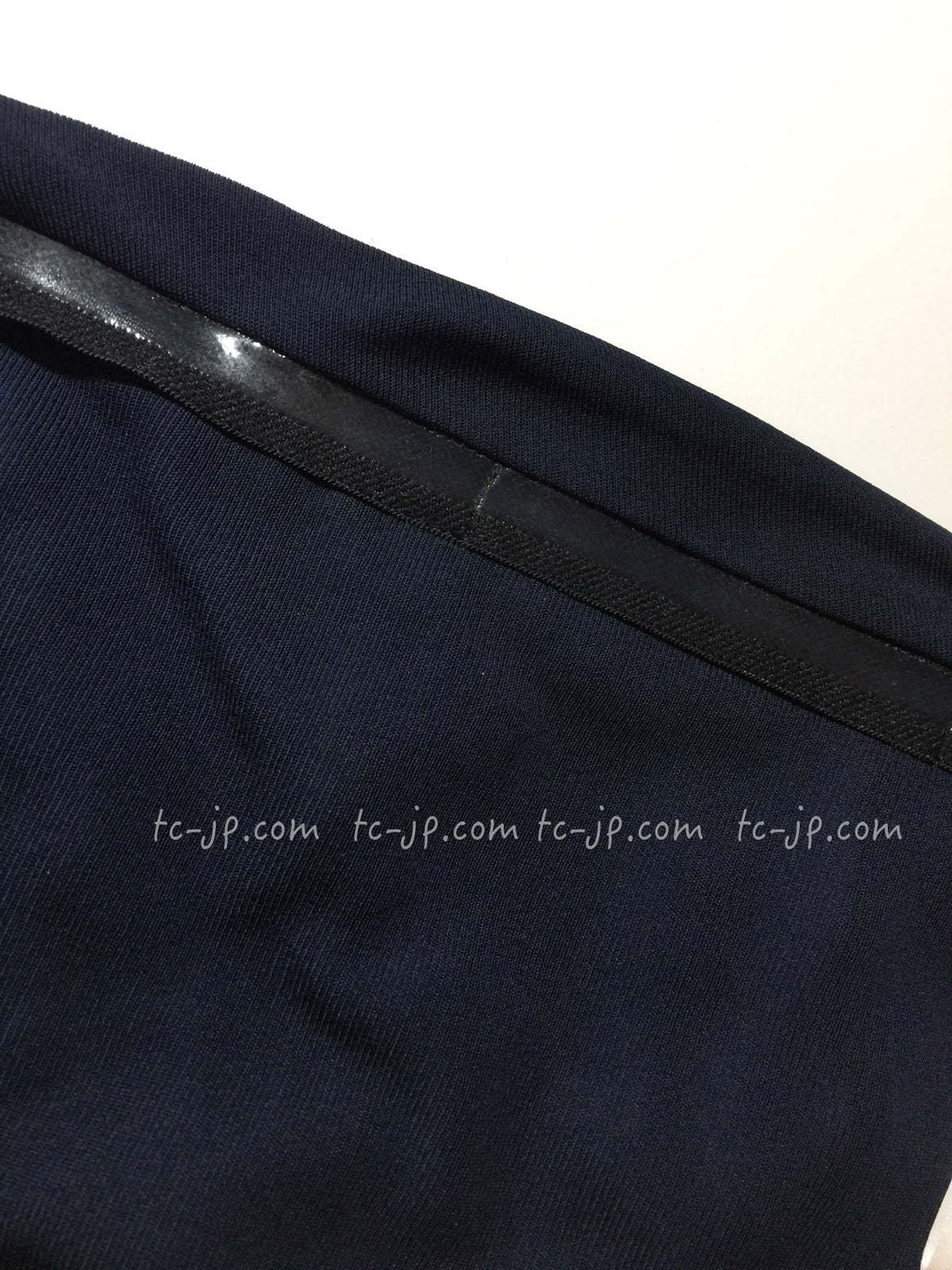 CHANEL 09S Black Navy Pearl Belt Strapless Cocktail Dress 38 シャネル パールベルト・チューブワンピース 即発