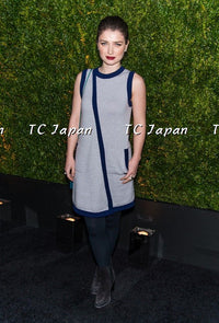 CHANEL 15S Cashmere Lilic Navy trimming Dress 38 40 シャネル カシミア ワンピース - シャネル TC JAPAN