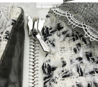 CHANEL 09S Silk tweed Zip Jacket 40 シャネル ・グレー・シルク ツイード ジップ アップ ジャケット 即発