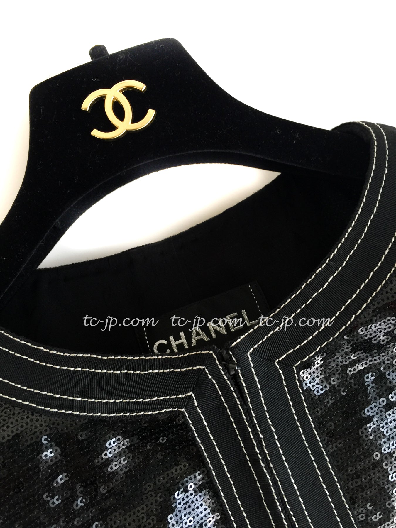 CHANEL 13C Black Sequins Cropped Party Zipper Jacket Keira Knightley 34 36 シャネル ブラック スパンコール クロップド丈 パーディー ジッパー ジャケット キーラ・ナイトレイ 着用 即発