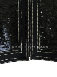 CHANEL 13C Black Sequins Cropped Party Zipper Jacket Keira Knightley 34 36 シャネル ブラック スパンコール クロップド丈 パーディー ジッパー ジャケット キーラ・ナイトレイ 着用 即発