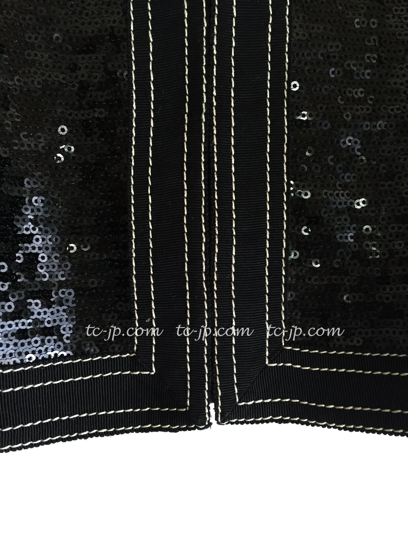 CHANEL 13C Black Sequins Cropped Party Zipper Jacket Keira Knightley 34 36 シャネル ブラック スパンコール クロップド丈 パーディー ジッパー ジャケット キーラ・ナイトレイ 着用 即発