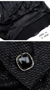 CHANEL 11A Black Silk Blend Shimmer Dress 38 シャネル ラメ プリーツ ブラック・ワンピース ドレス 即発